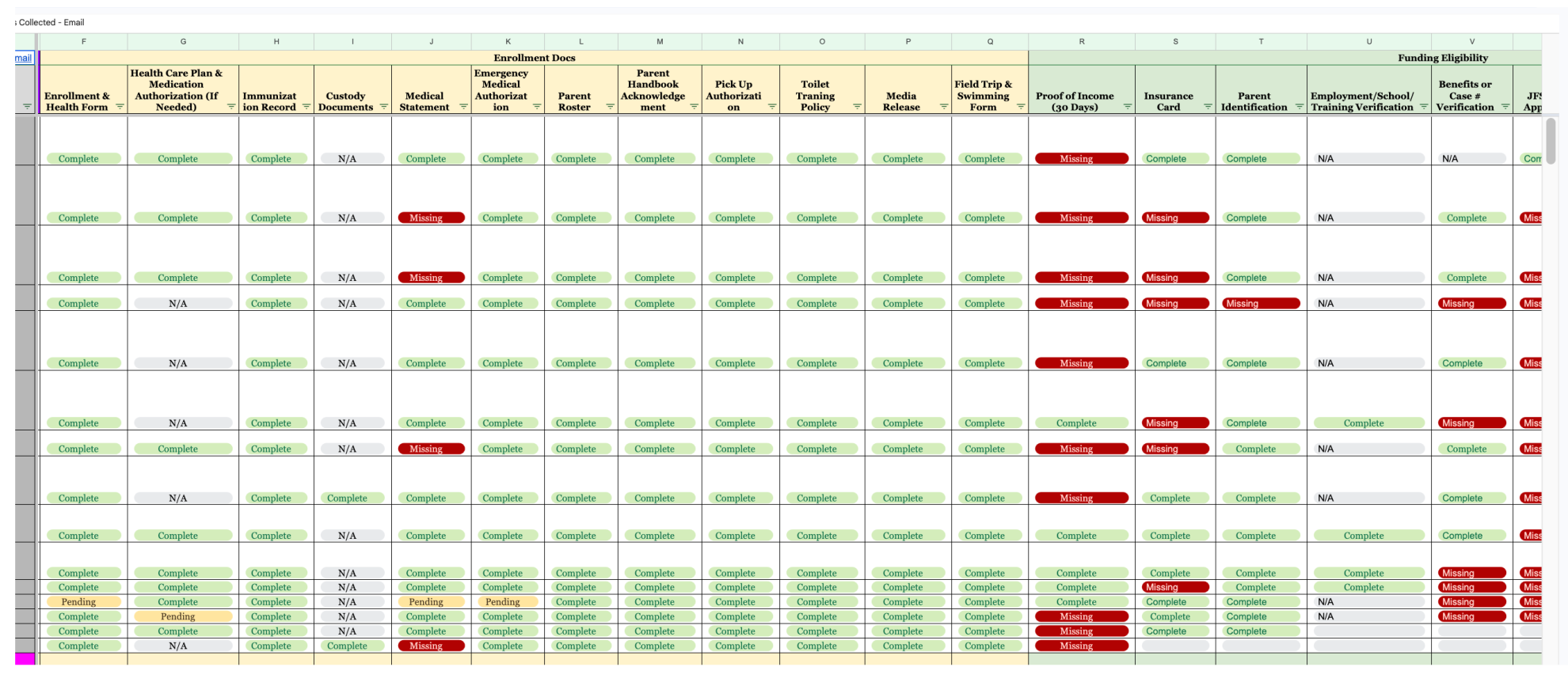 Colorful Excel Spreadsheet